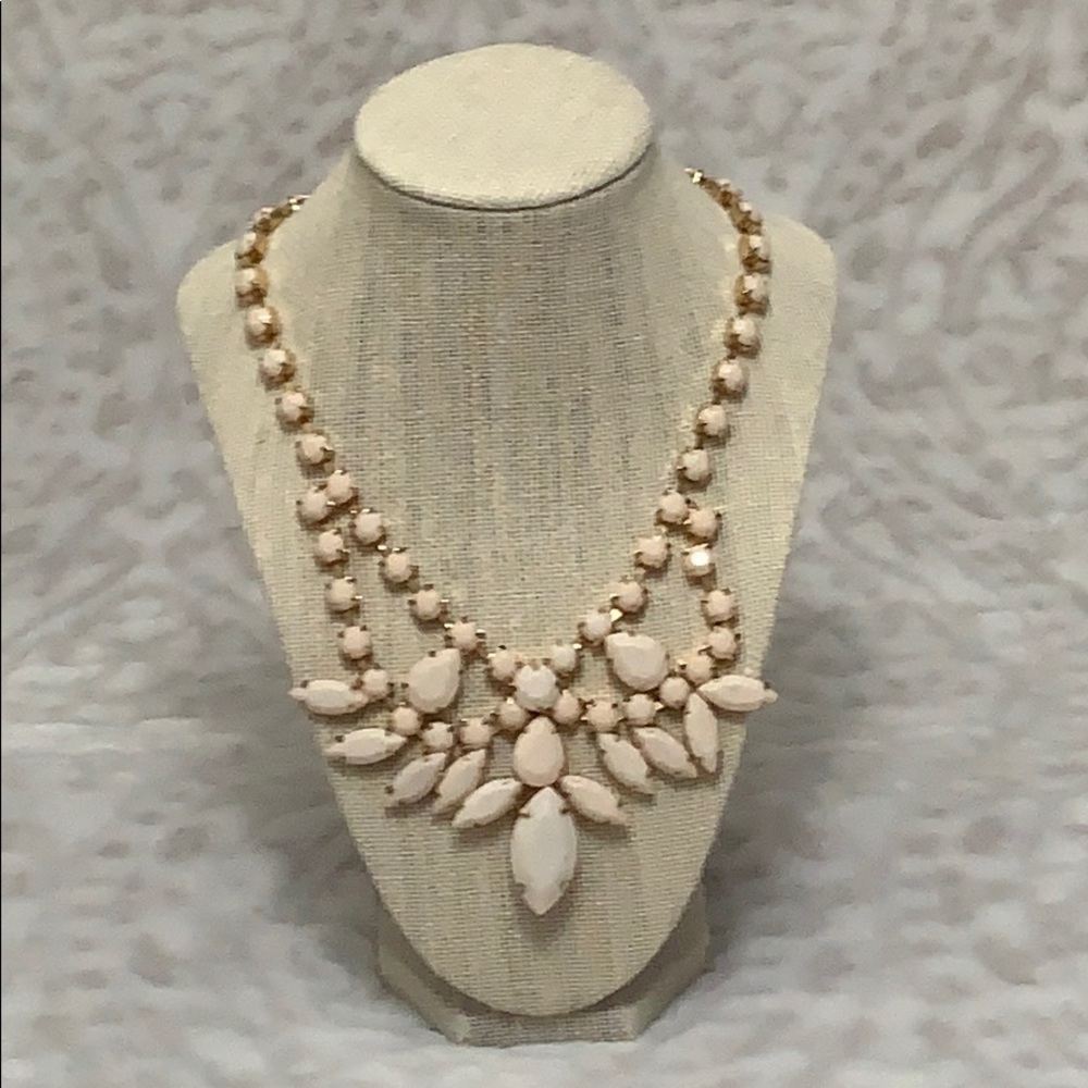 Statement necklace palest pink gold tone chain